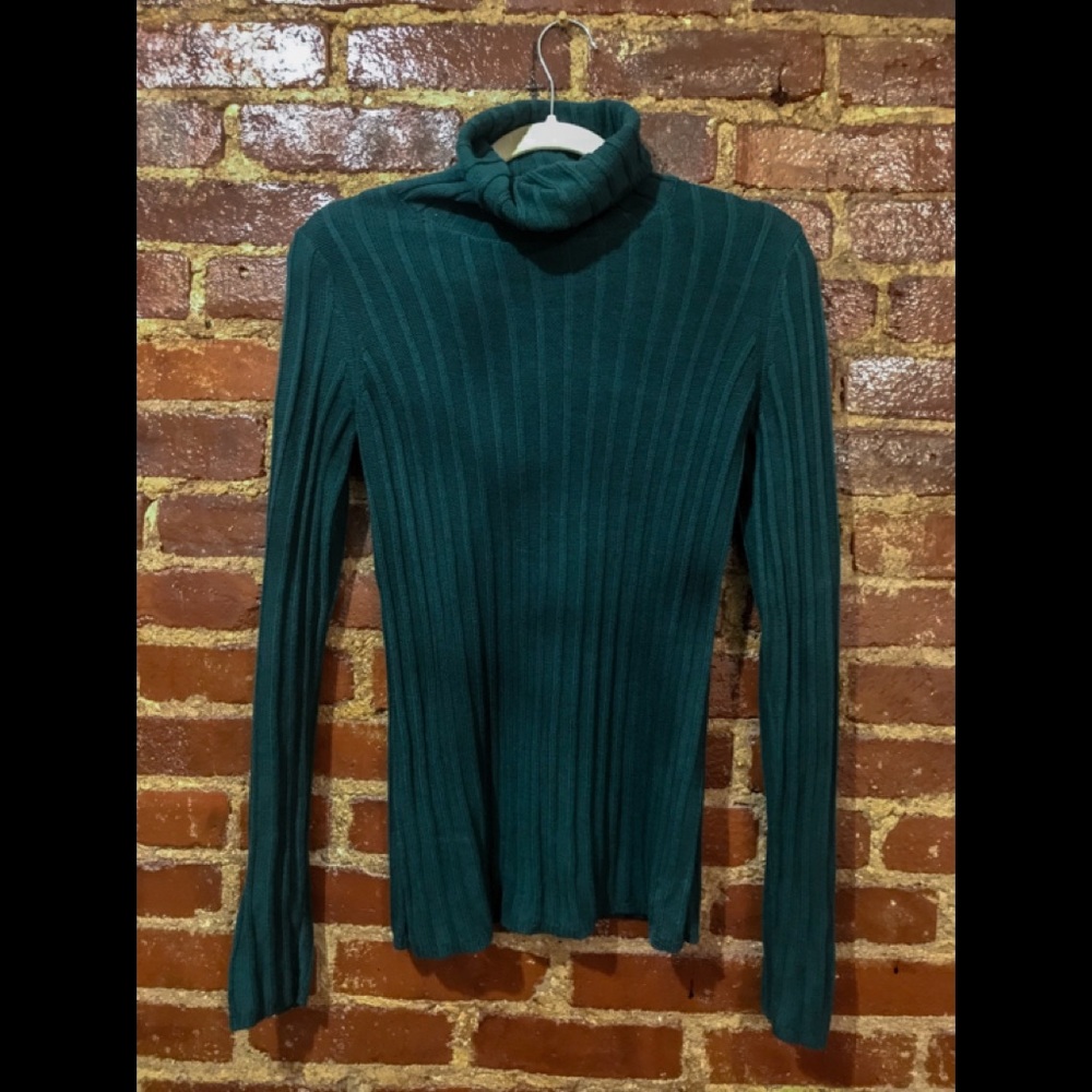 Simply Vera Vera Wang Dark Green XS Ribbed Sweater